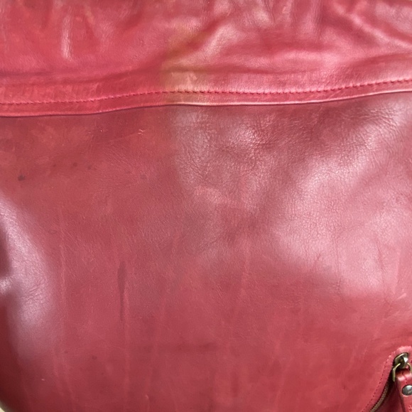 Aunts & Uncles Red Leather Drawstring Backpack Purse - Picture 16 of 16